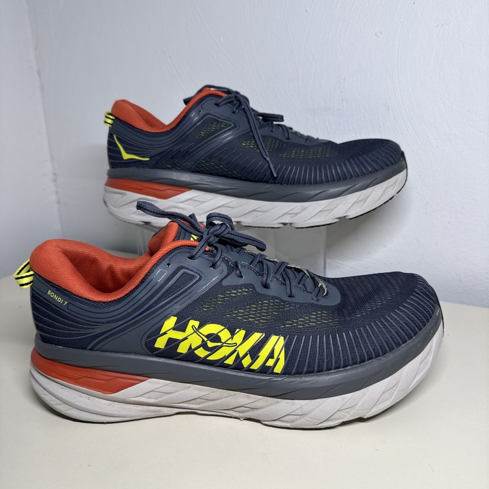 HOKA One One Bondi 7 Wide 2E Men's Size 13 1110530 TCHL Running Shoes Pre-Owned